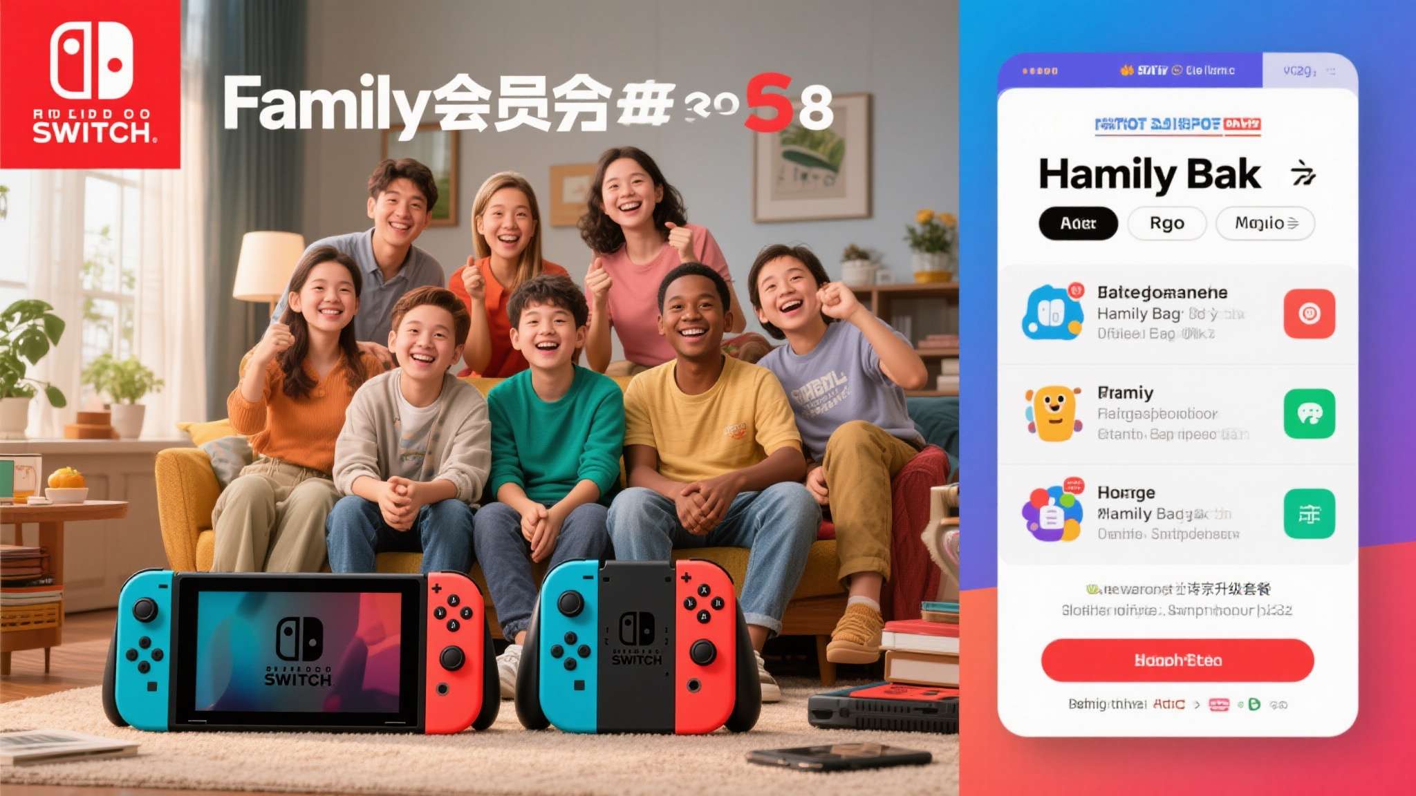 家庭会员最多支持8个账号共享，对于家里有多台Switch设备的用户来说，涨价前组