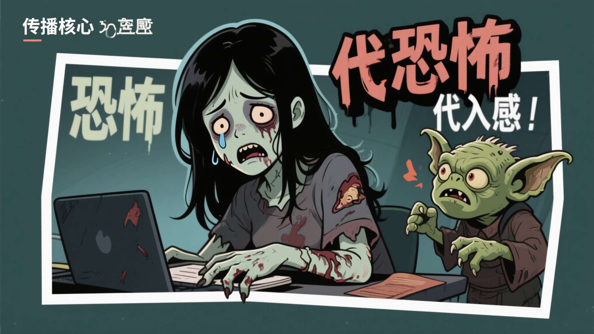 可以看出，这类囧图的传播核心并不是"恐怖"，而是"代入感"。 女僵尸的形象成了打